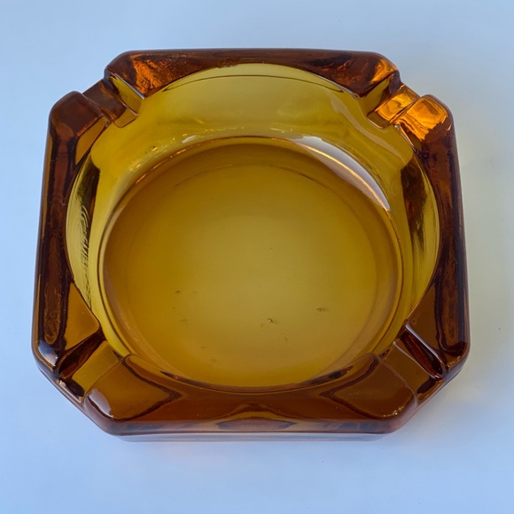 Vintage Amber Glass Ashtray - Picture 2 of 6